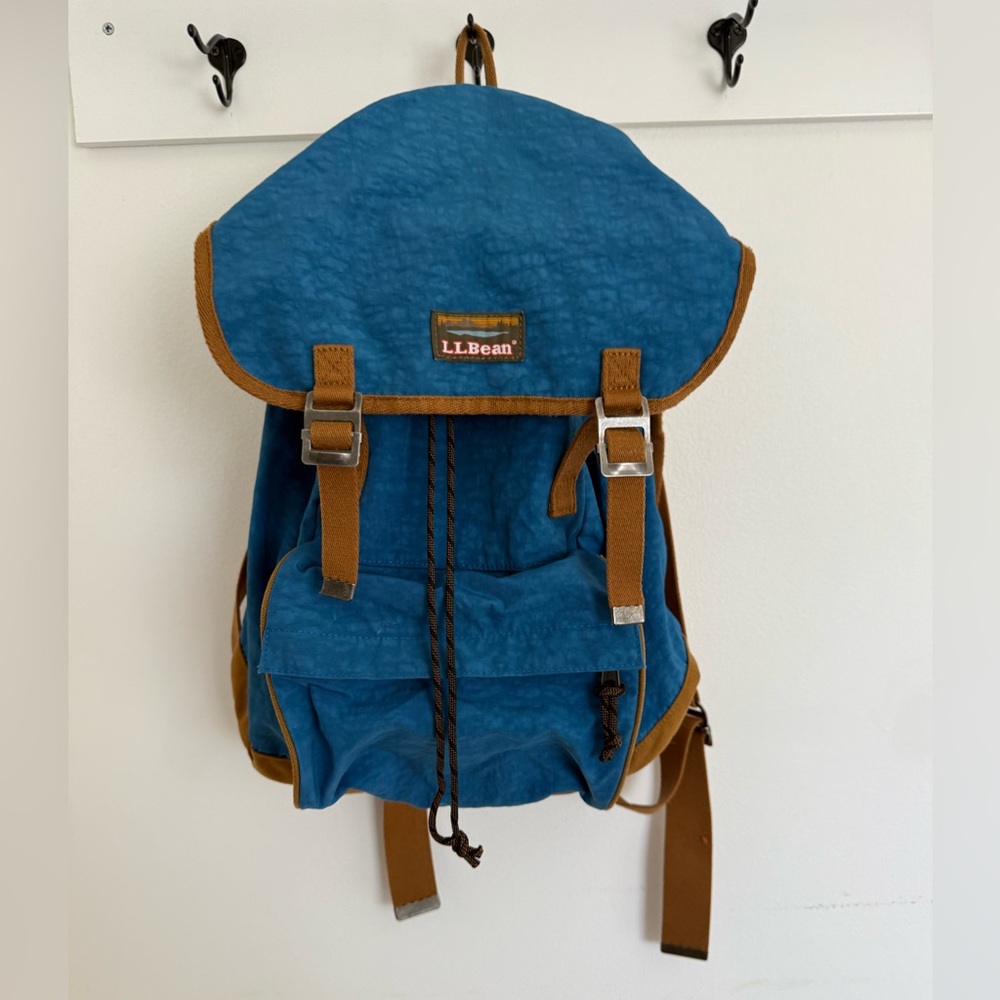 L.L. Bean Blue and Tan Backpack